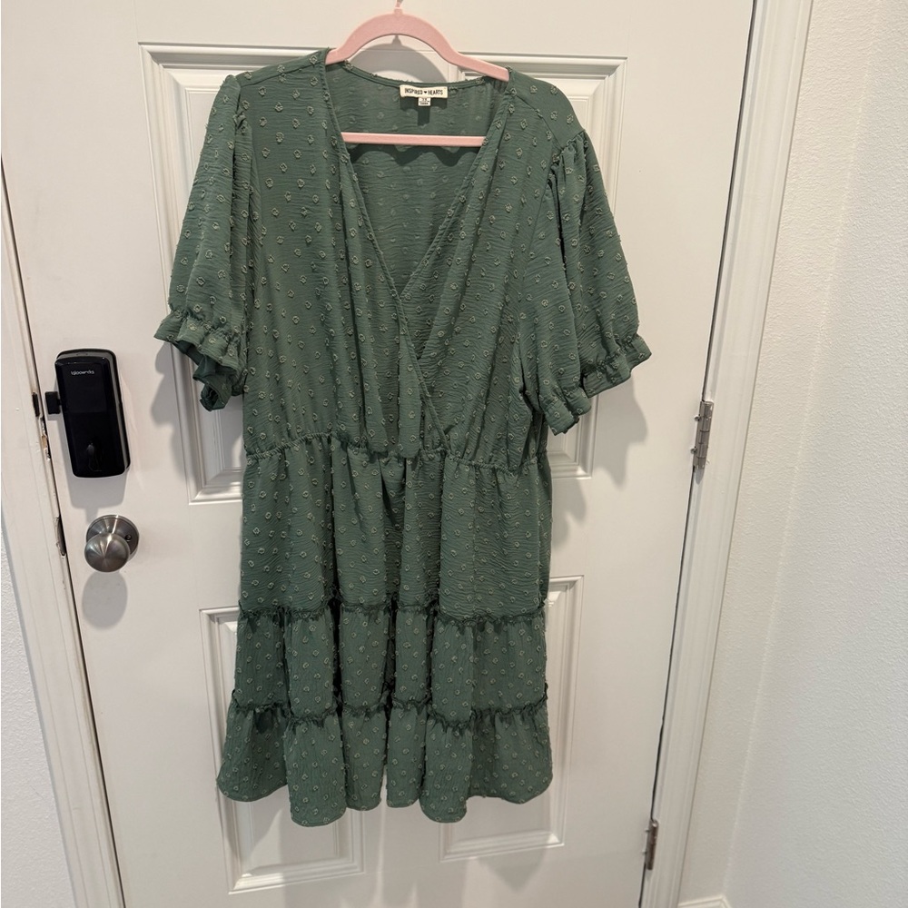 Inspired Hearts Green Tiered Ruffled Sundress